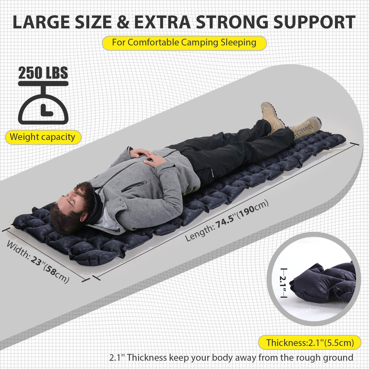 BeyondHOME Sleeping Pad for Camping - 1 Person & 2 Person-Grey
