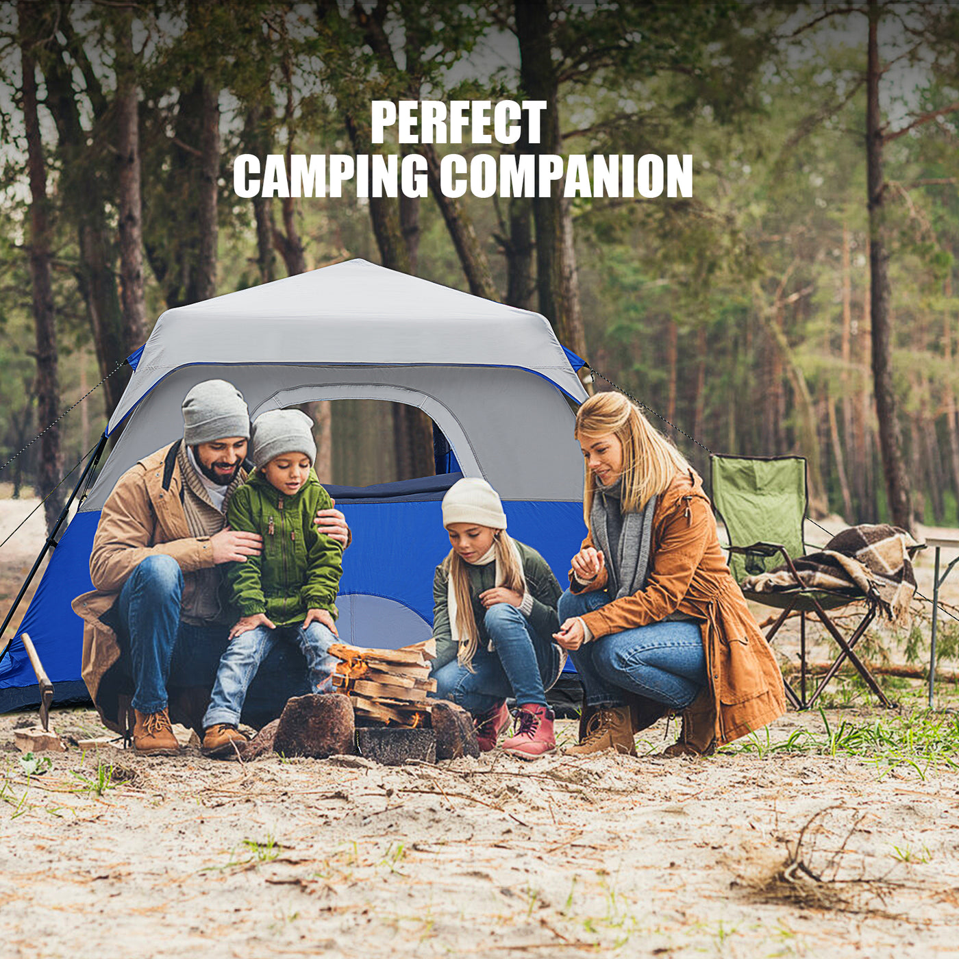 BeyondHOME Instant Cabin 6 Person Camping Tent-Sky Blue