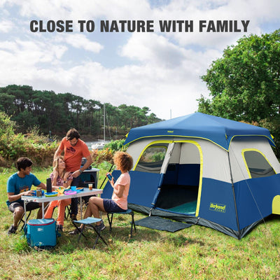 BeyondHOME Instant Cabin Tent, 8/10 Person Camping Tent with Rainfly- DoderBlue