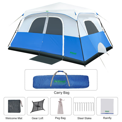 BeyondHOME Instant Cabin Tent, 8/10 Person Camping Tent with Rainfly-Navy Blue