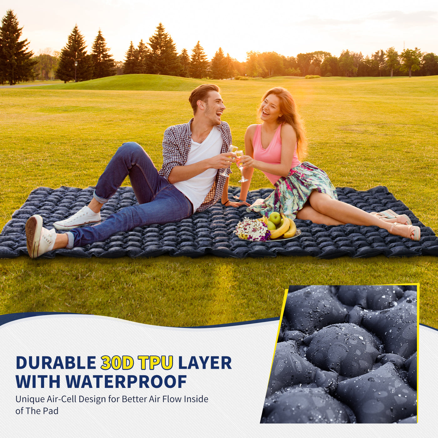 BeyondHOME Sleeping Pad for Camping - 1 Person & 2 Person-Blue