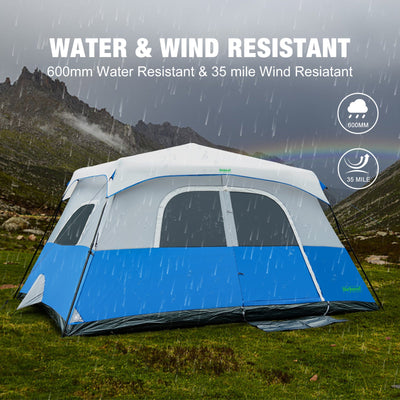 BeyondHOME Instant Cabin Tent, 8/10 Person Camping Tent with Rainfly- DoderBlue