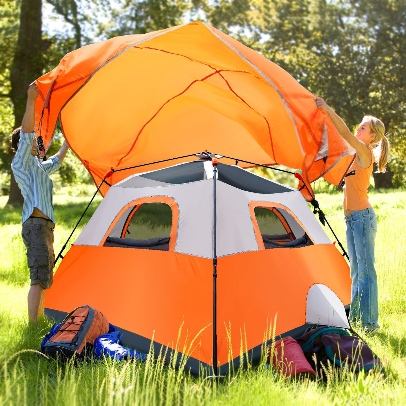 BeyondHOME Instant Cabin 6 Person Camping Tent-Navy Blue