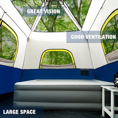 BeyondHOME Instant Cabin Tent, 8/10 Person Camping Tent with Rainfly-Navy Blue