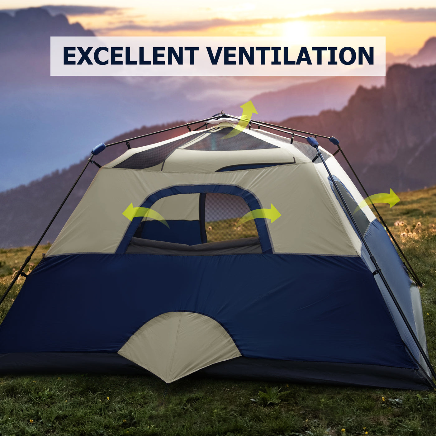 BeyondHOME Instant Cabin 6 Person Camping Tent-Sky Blue
