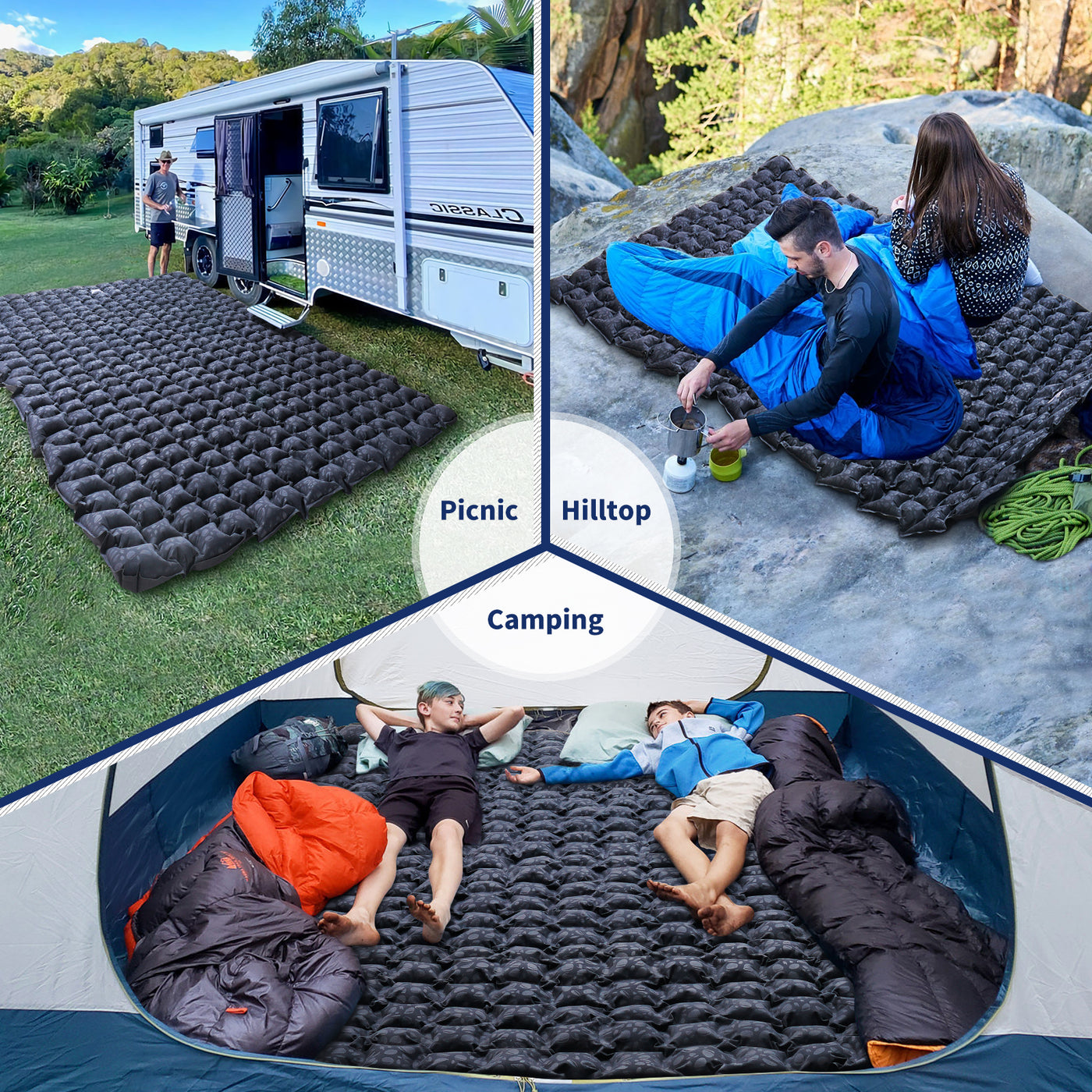 BeyondHOME Sleeping Pad for Camping - 1 Person & 2 Person-Blue