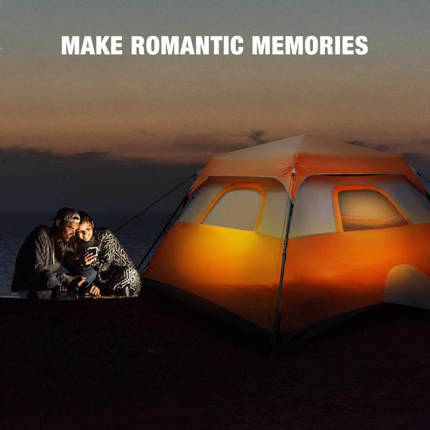 BeyondHOME Instant Cabin 6 Person Camping Tent-Orange
